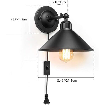 Traditional Vintage Dome Iron 1-Light Wall Sconce Lamp