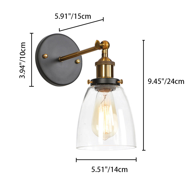 Simplicity Dome Iron Glass 1-Light Wall Sconce Lamp