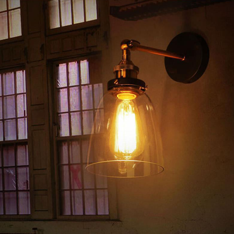 Simplicity Dome Iron Glass 1-Light Wall Sconce Lamp