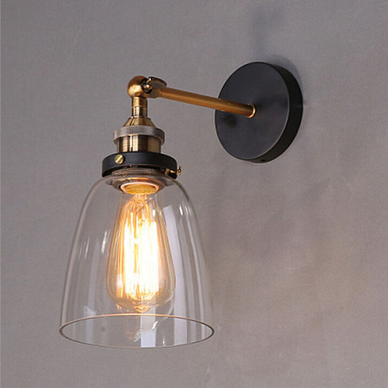Simplicity Dome Iron Glass 1-Light Wall Sconce Lamp