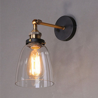 Simplicity Dome Iron Glass 1-Light Wall Sconce Lamp