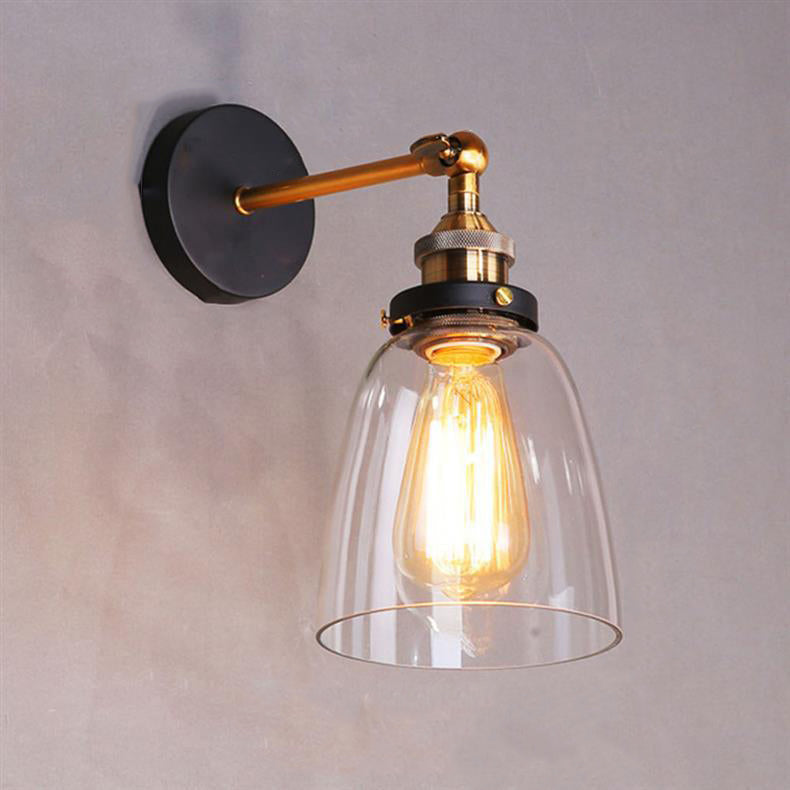 Simplicity Dome Iron Glass 1-Light Wall Sconce Lamp