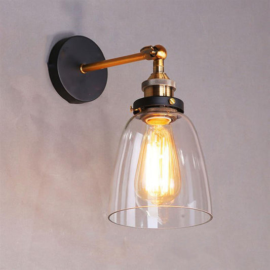 Simplicity Dome Iron Glass 1-Light Wall Sconce Lamp