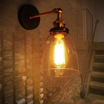Simplicity Dome Iron Glass 1-Light Wall Sconce Lamp