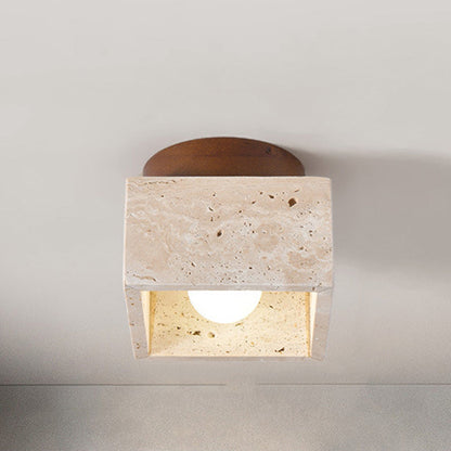 Traditional Stone Wood Ceiling Light