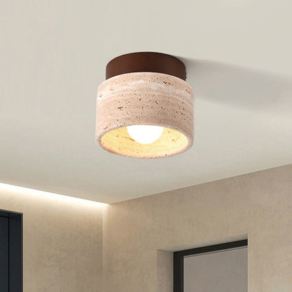 Traditional Stone Wood Ceiling Light