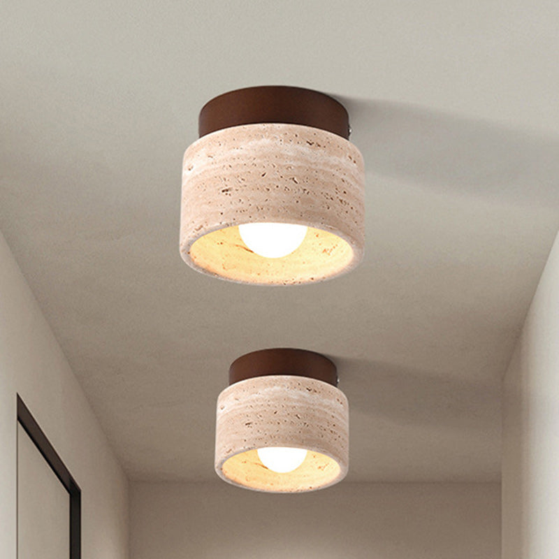 Traditional Stone Wood Ceiling Light