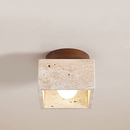 Traditional Stone Wood Ceiling Light