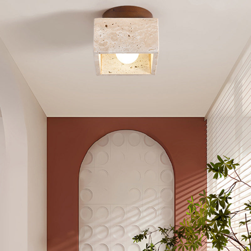 Traditional Stone Wood Ceiling Light