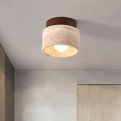Traditional Stone Wood Ceiling Light