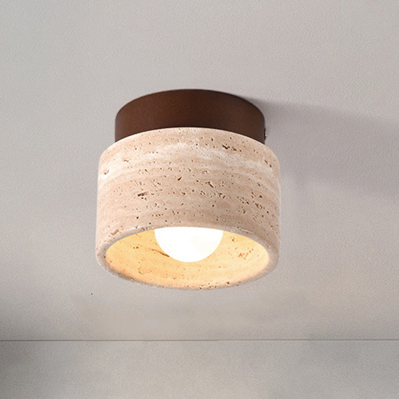 Traditional Stone Wood Ceiling Light