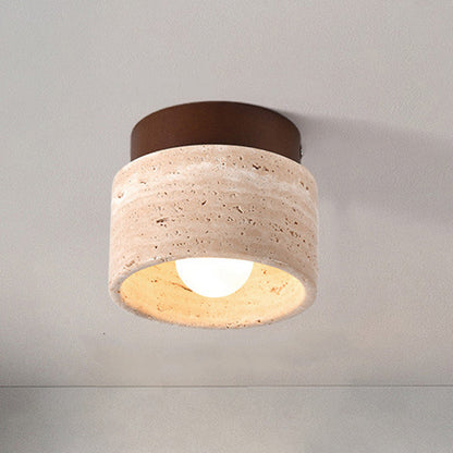 Traditional Stone Wood Ceiling Light