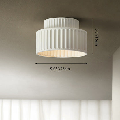 Contemporary Scandinavian Cylinder Plastic 1-Light Flush Mount Ceiling Light For Living Room