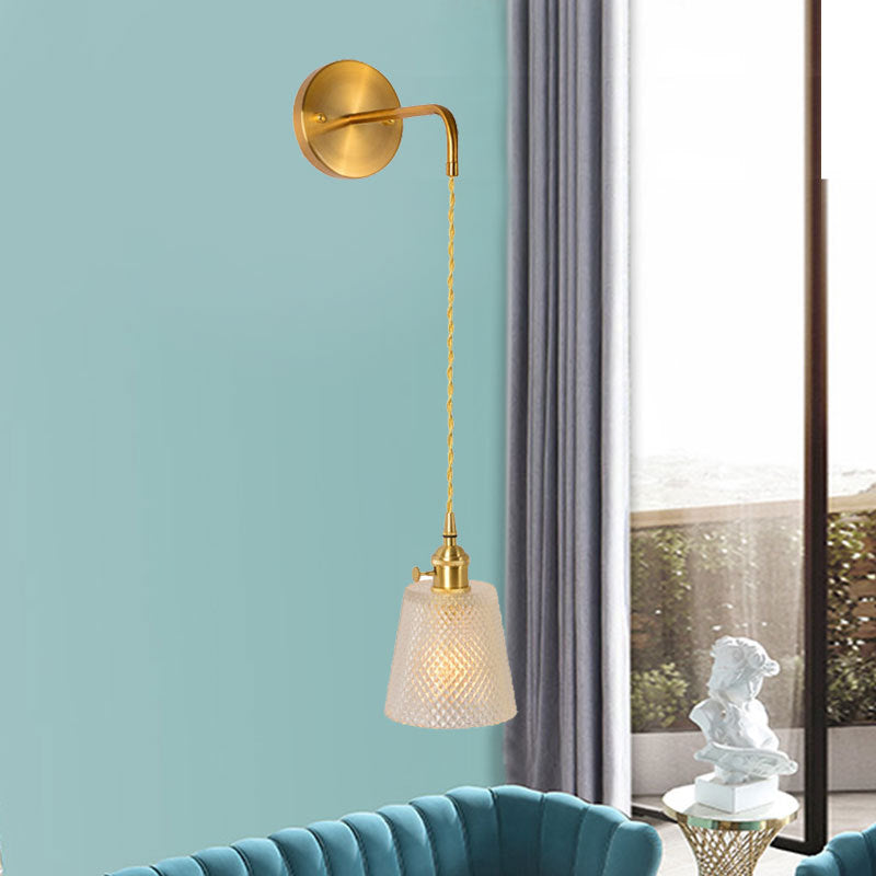 Nordic Drum Copper Glass 1-Light Wall Sconce Lamp