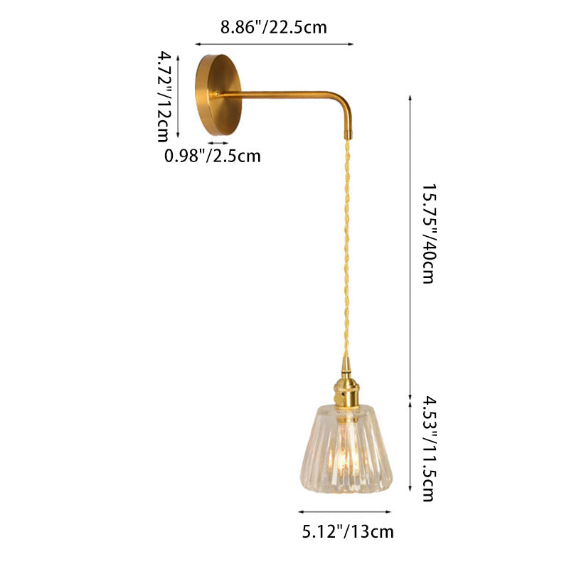 Nordic Drum Copper Glass 1-Light Wall Sconce Lamp