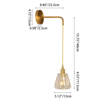 Nordic Drum Copper Glass 1-Light Wall Sconce Lamp