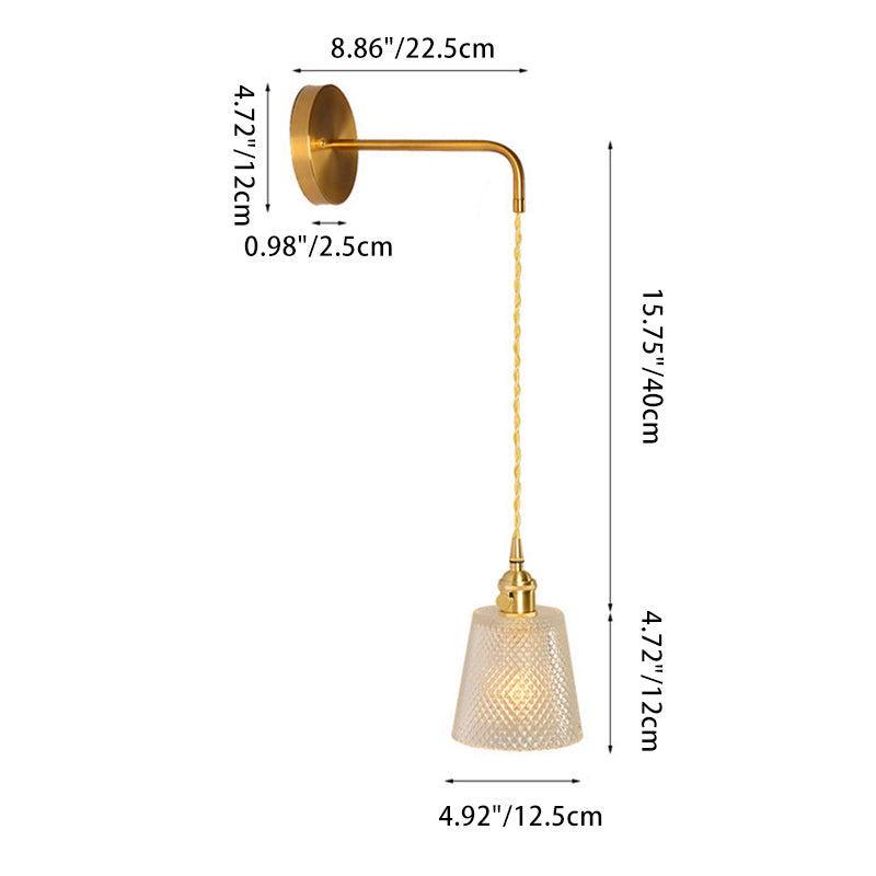 Nordic Drum Copper Glass 1-Light Wall Sconce Lamp