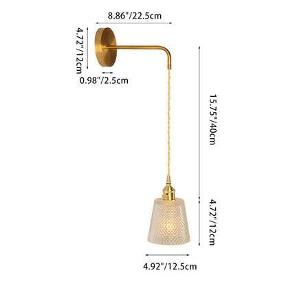 Nordic Drum Copper Glass 1-Light Wall Sconce Lamp