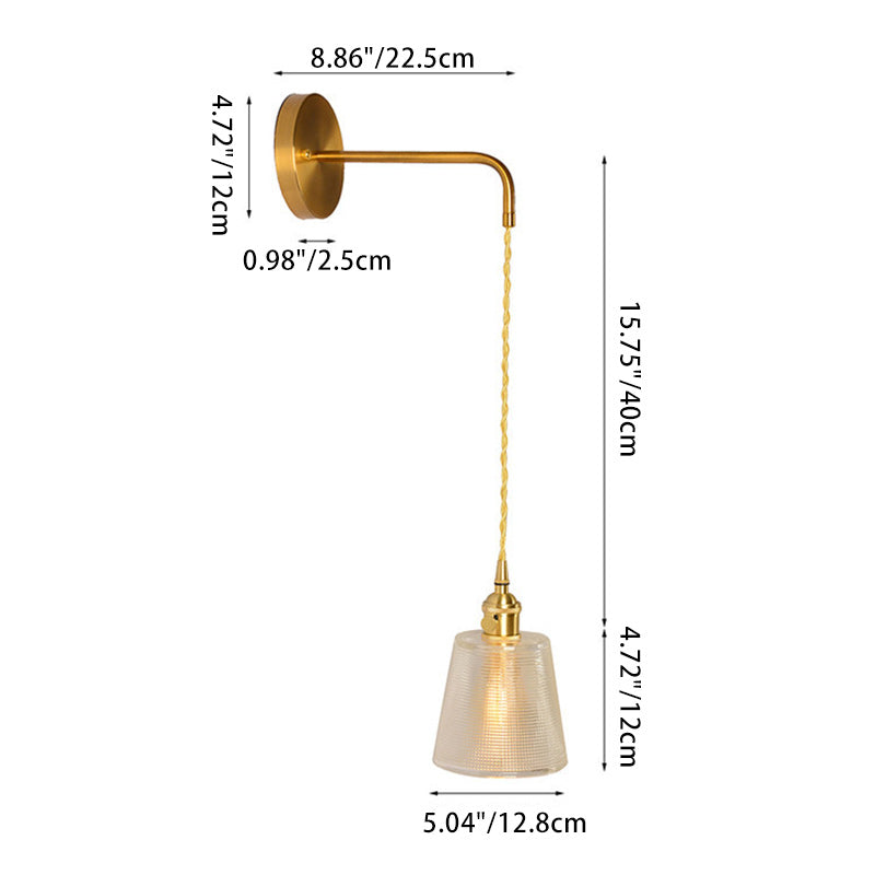 Nordic Drum Copper Glass 1-Light Wall Sconce Lamp
