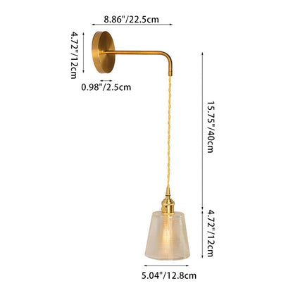 Nordic Drum Copper Glass 1-Light Wall Sconce Lamp