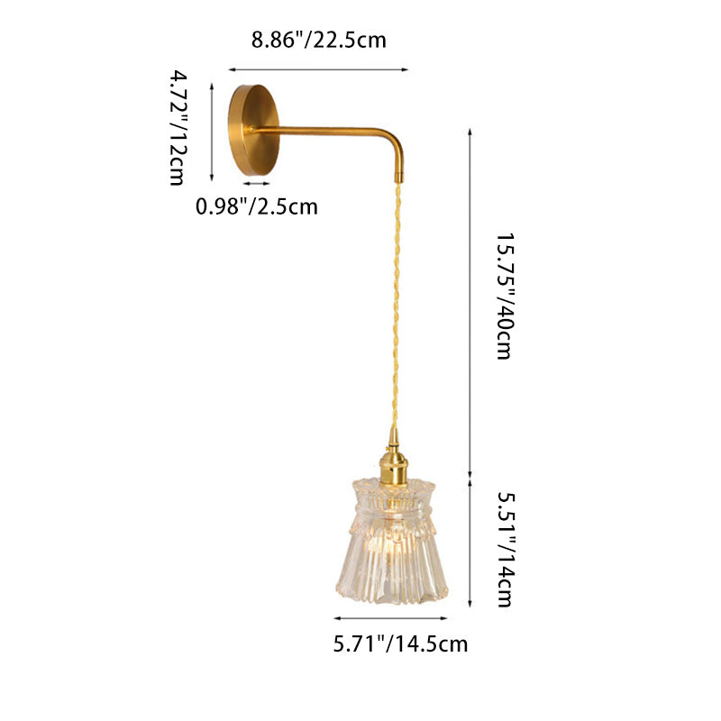 Nordic Drum Copper Glass 1-Light Wall Sconce Lamp
