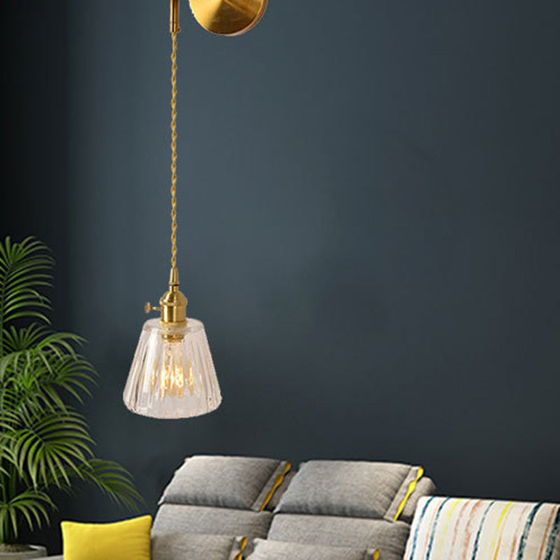Nordic Drum Copper Glass 1-Light Wall Sconce Lamp
