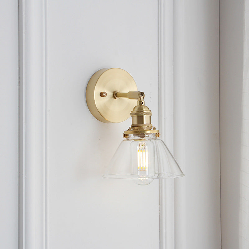Japanese Dome Copper Glass 1-Light Wall Sconce Lamp