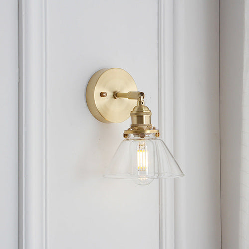 Japanese Dome Copper Glass 1-Light Wall Sconce Lamp