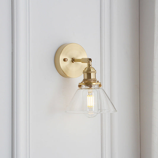 Japanese Dome Copper Glass 1-Light Wall Sconce Lamp