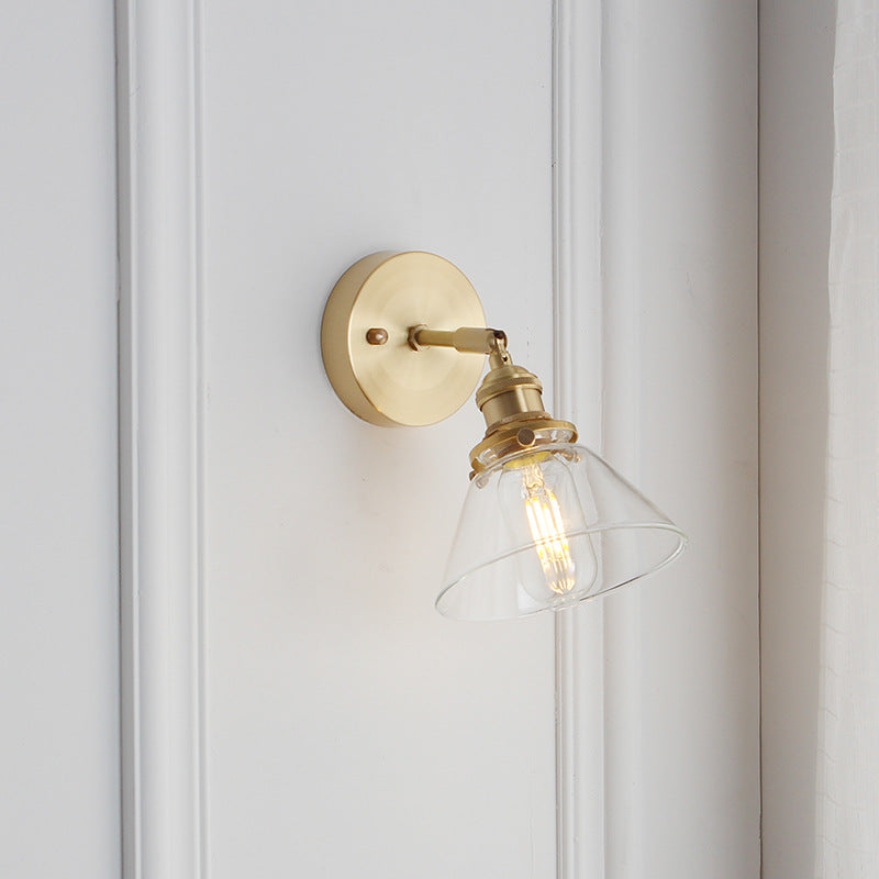 Japanese Dome Copper Glass 1-Light Wall Sconce Lamp