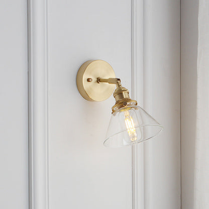Japanese Dome Copper Glass 1-Light Wall Sconce Lamp