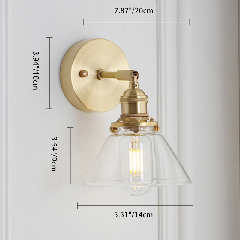 Japanese Dome Copper Glass 1-Light Wall Sconce Lamp