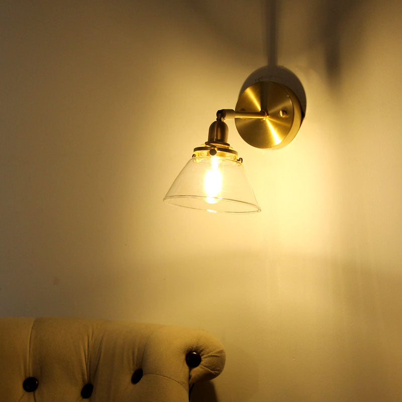 Japanese Dome Copper Glass 1-Light Wall Sconce Lamp