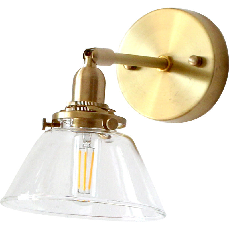 Japanese Dome Copper Glass 1-Light Wall Sconce Lamp