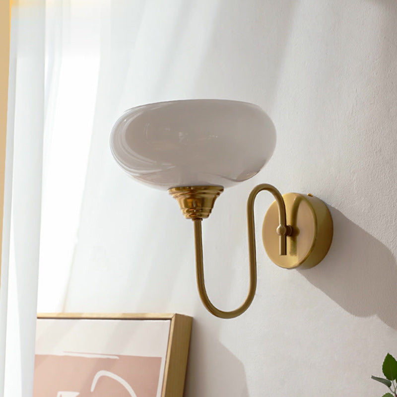 Traditional Oval Copper Glass 1-Light Wall Sconce Lamp