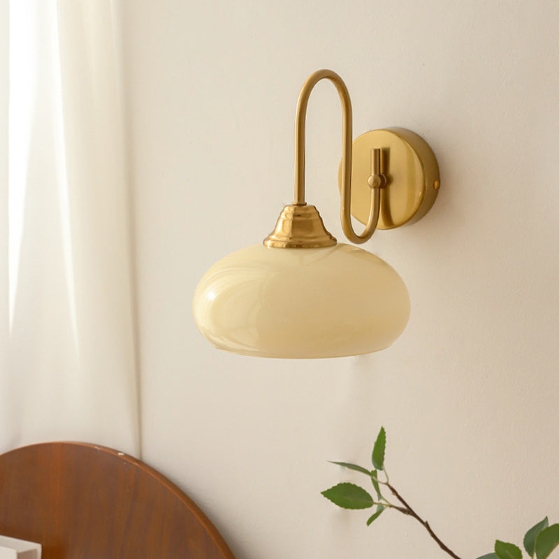 Traditional Oval Copper Glass 1-Light Wall Sconce Lamp