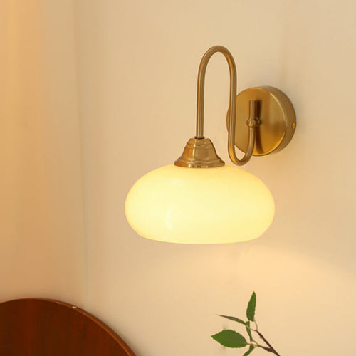Traditional Oval Copper Glass 1-Light Wall Sconce Lamp