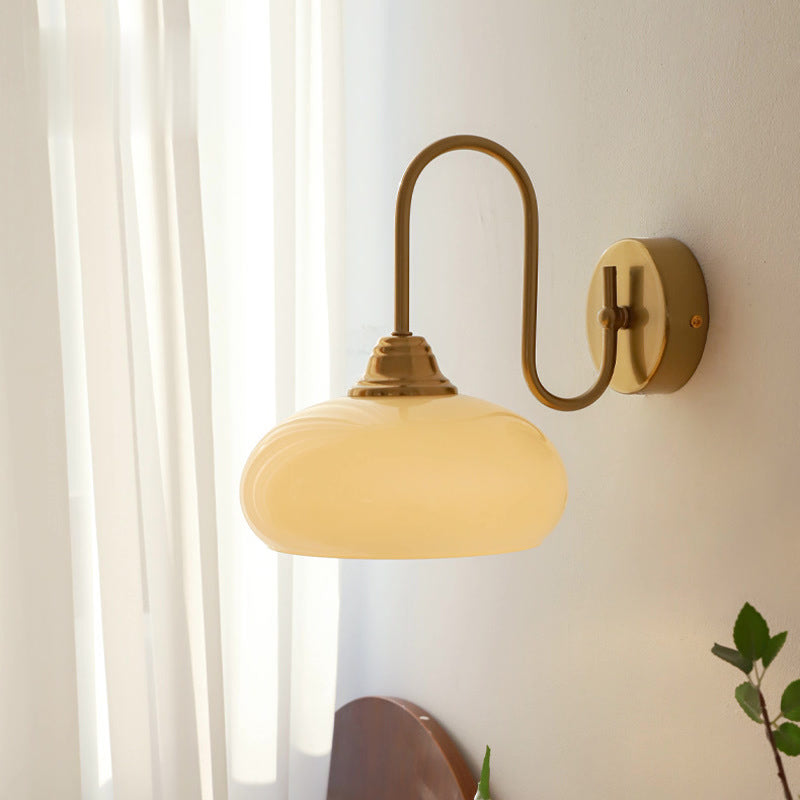 Traditional Oval Copper Glass 1-Light Wall Sconce Lamp