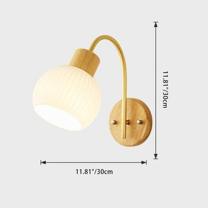 Simplicity Oval Iron Wood Glass 1-Light Wall Sconce Lamp