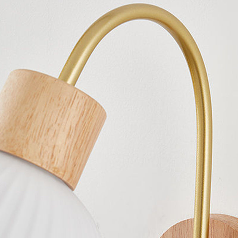 Simplicity Oval Iron Wood Glass 1-Light Wall Sconce Lamp