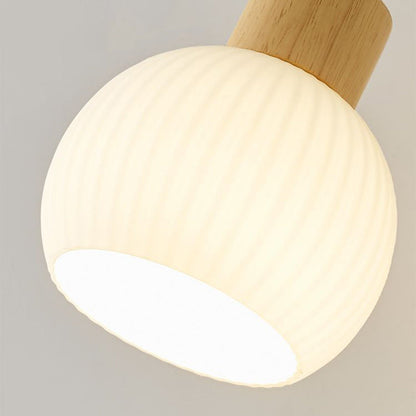 Simplicity Oval Iron Wood Glass 1-Light Wall Sconce Lamp