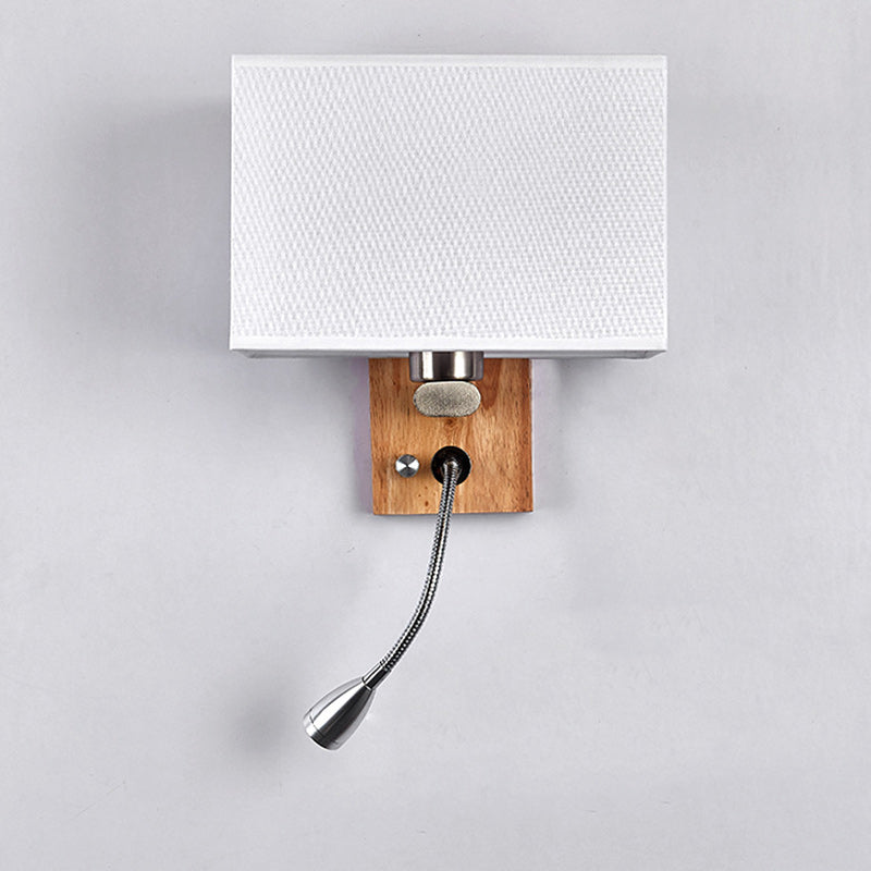 Scandinavian Wood Iron Fabric 1-Light Wall Sconce Lamp