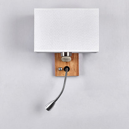 Scandinavian Wood Iron Fabric 1-Light Wall Sconce Lamp