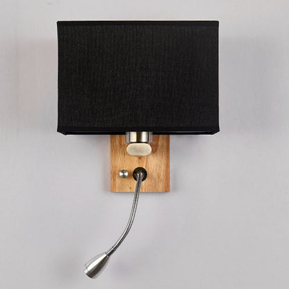 Scandinavian Wood Iron Fabric 1-Light Wall Sconce Lamp