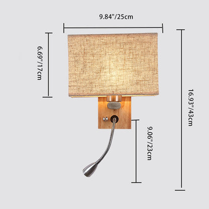 Scandinavian Wood Iron Fabric 1-Light Wall Sconce Lamp
