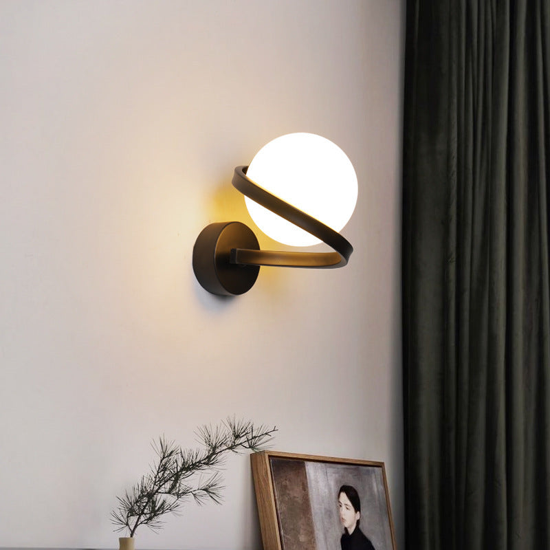 Creative Globe Iron Glass 1-Light Wall Sconce Lamp