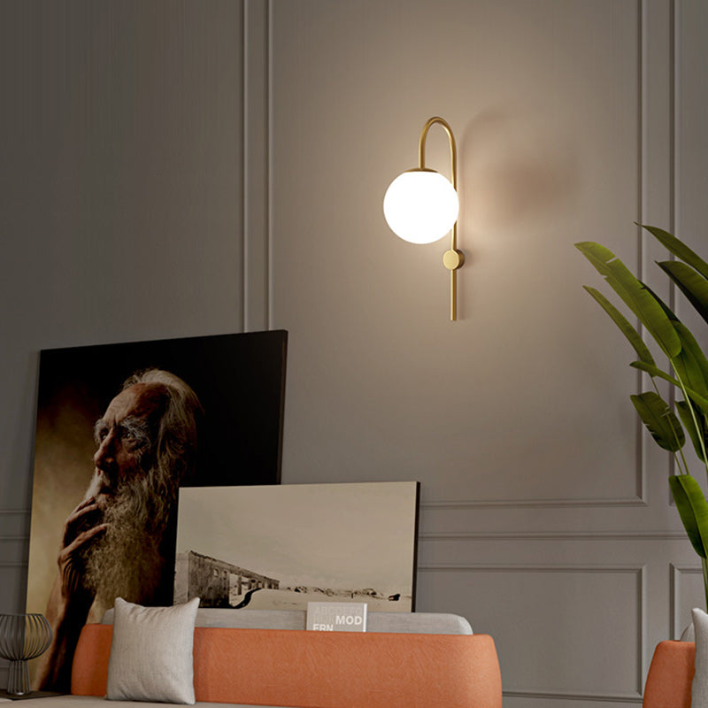 Nordic Globe Copper Glass 1-Light Wall Sconce Lamp