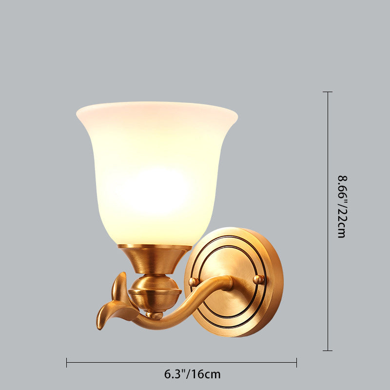 Luxury Cup Copper Glass 1/2-Light Wall Sconce Lamp