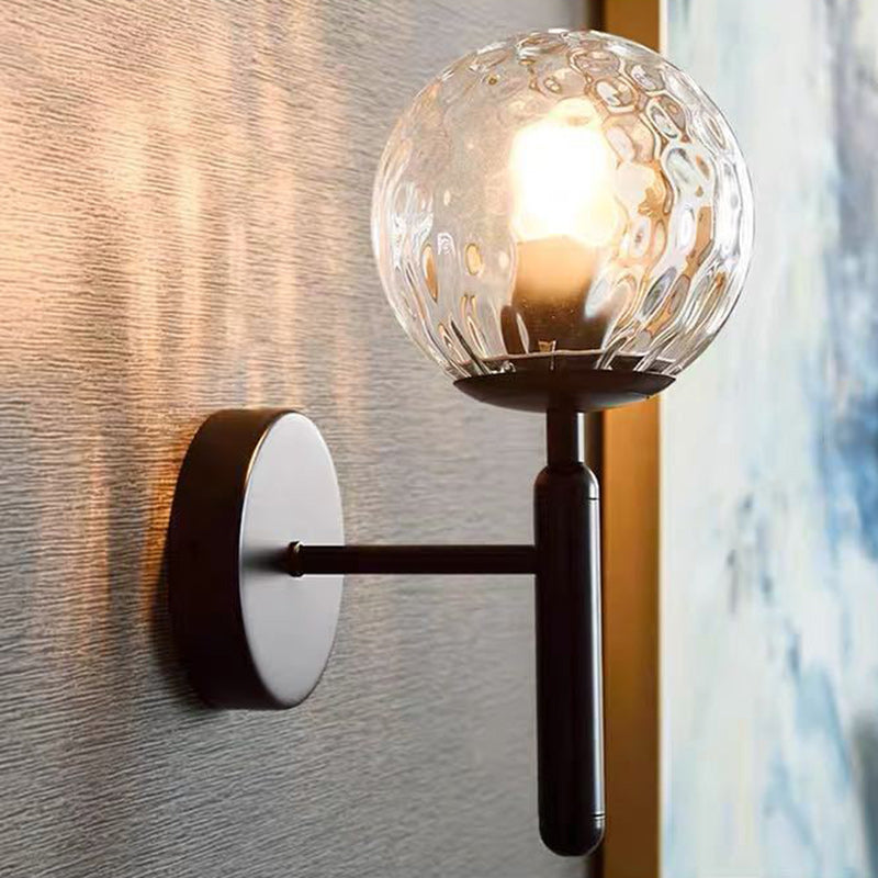Modern Minimalist Globe Iron Glass 1-Light Wall Sconce Lamp