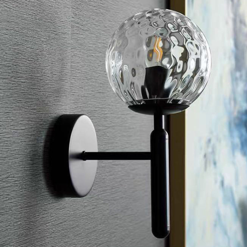 Modern Minimalist Globe Iron Glass 1-Light Wall Sconce Lamp